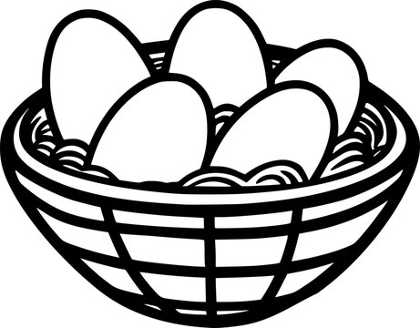 recommend clip art: outline illustration of egg in the nest for coloring page
