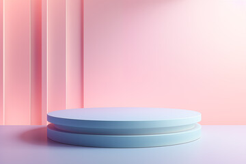 blurred background of a podium in pastel colours, minimal abstract background for product presentation