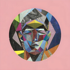 Geometric polygonal illustration pink background