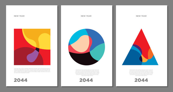 New Year 2024 Colorful Abstract Geometric and Fluid for Poster and Banner Greeting Card