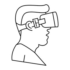 Man wearing virtual reality glasses