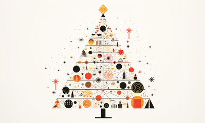 Whimsical Christmas tree illustration on white