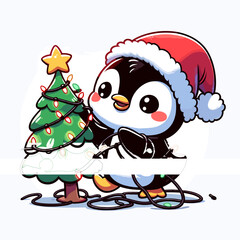 penguin at christmas