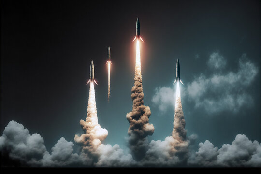 A spaceship flies into outer space
. Modern space forces. Space. War in space.