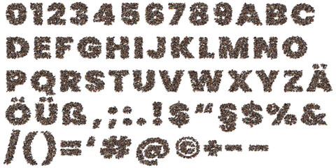 people from above font isolated