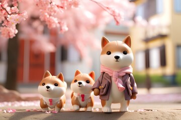 柴犬の入学と桜