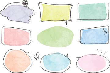 手書き風カラフルで可愛い吹き出しのイラストセット
