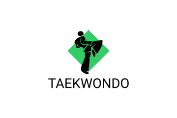 Taekwondo sport vector line icon. sportsman, fighting stance. sport pictogram illustration.