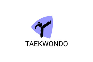 Taekwondo sport vector line icon. sportsman, fighting stance. sport pictogram illustration.