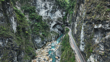 Touristic Hiking Trails in Taroko National Park in Hualien, Taiwan