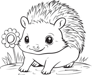 Hedgehog in the Forest Line art coloring page design