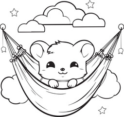 Cute Sitting Cat Line art coloring page design. Line art cute cat coloring page design. 