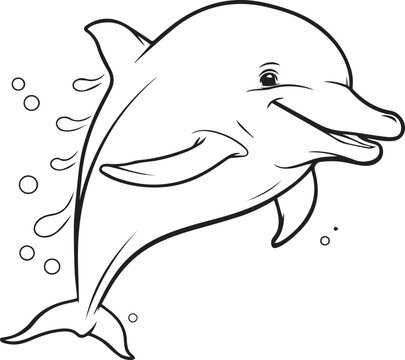 Dolphin jumping out of the water line art coloring page design