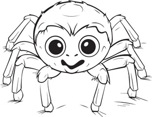 Cute Cartoon Line art spider coloring  book page design