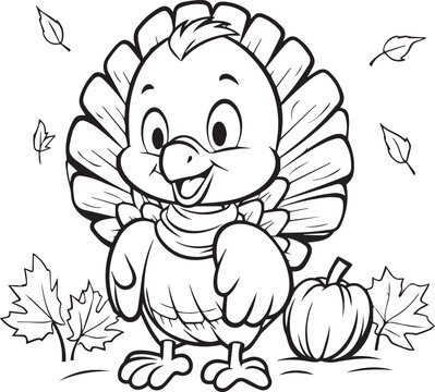 Funny Halloween Chicken Coloring Book Page Design.