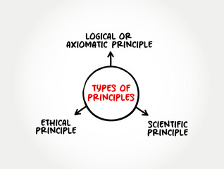 Types of Principles - general or basic truth on which other truths or theories can be based, mind map concept background