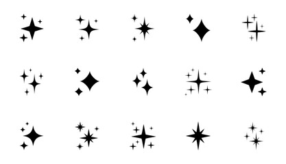 Sparkle Icons set. Twinkle stars collection. Shine star icons. Effect shine, glitter, twinkling and clean. Star sparkle icon. Vector illustration.
