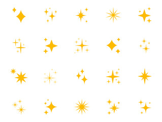 Sparkle Icons set. Twinkle stars collection. Shine star icons. Effect shine, glitter, twinkling and clean. Star sparkle icon. Vector illustration.