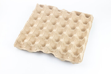 Cardboard egg tray isolated on white background.