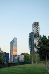 Modern skyscrapers in Milan, Porta Nuova district, Italy - 676751359