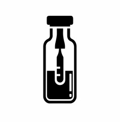 Silhouette  icon with black color white background simple bottle or jar 