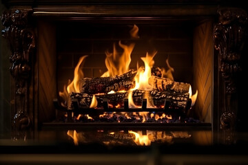 fireplace with burning logs, fireplace with burning wood, fireplace background 