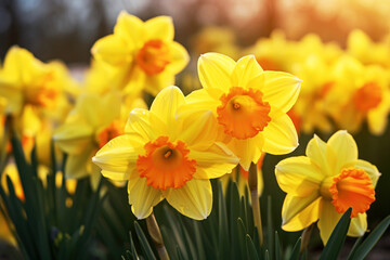 Beautiful yellow daffodils flowers