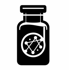 Silhouette  icon with black color white background simple bottle or jar 