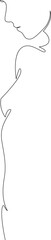 Side view of a young nude woman continuous one line drawing. Vector illustration.