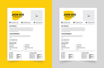 Modern and clean CV resume template or minimalist CV resume template