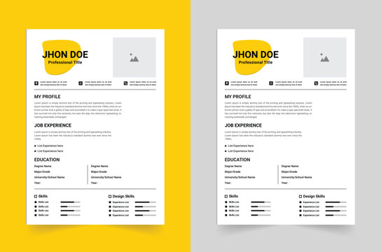 Modern and clean CV resume template or minimalist CV resume template