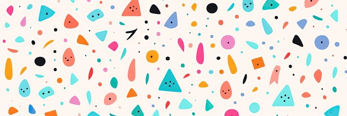 Children's cartoon abstract minimalist backdrop doodle drawing with lines and geometric shapes. Fun, trendy colorful simple background, wallpaper texture design for kids, vector. Generative AI, AI