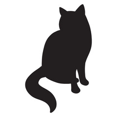 Isolated cat on the white background. Cat silhouettes. 