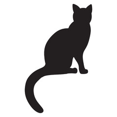 Isolated cat on the white background. Cat silhouettes. 