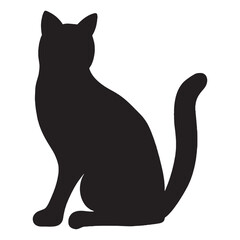 Isolated cat on the white background. Cat silhouettes. 