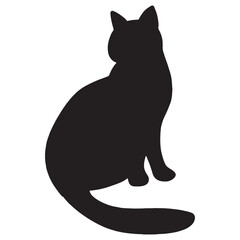 Isolated cat on the white background. Cat silhouettes. 