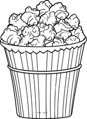 outline illustration of popcorn for coloring page