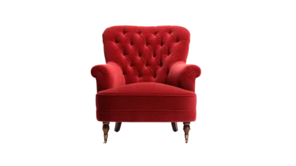  Comfortable vintage red armchair on transparent background, image with background removed, created with Generative Ai technology. © Viktor