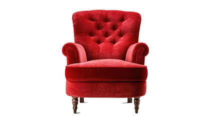 Comfortable vintage red armchair on transparent background, image with background removed, created with Generative Ai technology. - obrazy, fototapety, plakaty