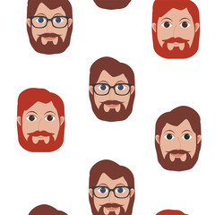 Seamless pattern with portraits of male. Beard, mustache, hair, male, man. Barbershop logo. Male print.