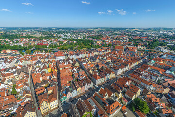 Ausblick auf die Altstadt von Landshut, Bezirkshauptstadt von Niederbayern
