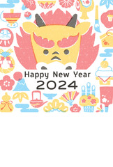 2024年年賀状　辰年　正月アイコン	