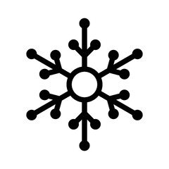 Simple snowflake christmas icon. Abstract snow logo frost cold weather. Winter precipitation. Flat vector illustration in line art style