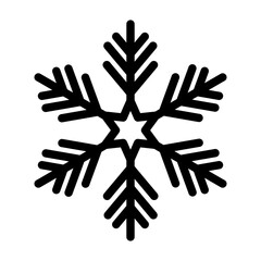 Simple snowflake christmas icon. Abstract snow logo frost cold weather. Winter precipitation. Flat vector illustration in line art style