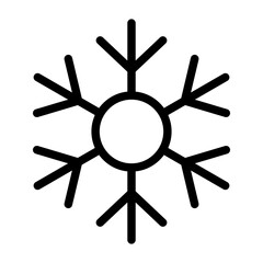 Simple snowflake christmas icon. Abstract snow logo frost cold weather. Winter precipitation. Flat vector illustration in line art style