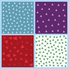 set of four seamless patterns with triangles