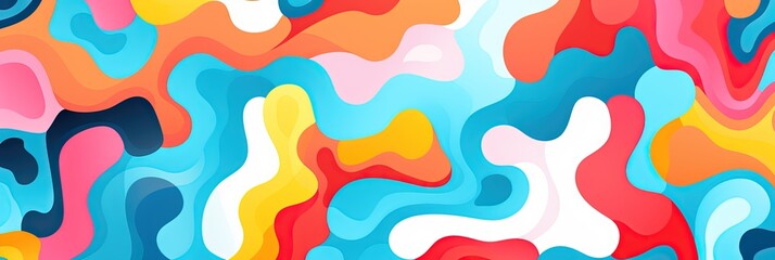 A Cute and fun abstract minimalist doodle with lines and geometric shapes. Trendy colorful simple background, wallpaper texture design for kids. Generative AI, AI