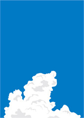 青空に入道雲が出ているイラスト（タテ型）