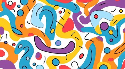 Fun and cute abstract minimalist doodle with lines and geometric shapes. Trendy colorful simple background, wallpaper design for kids. Generative AI, AI