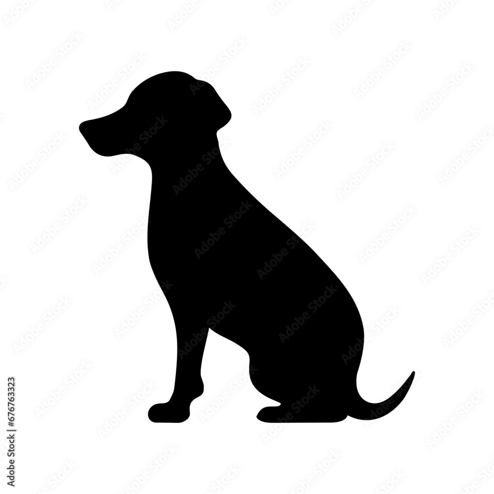 Poster sitting dog silhouette vector icon